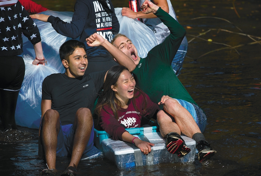 Students braved the rain and cold for the annual journey on the Crum.  